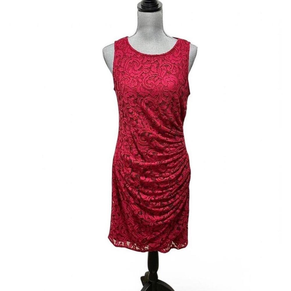 red lace cocktail dress women medium 10 adrianna papell whimsigoth chic regal